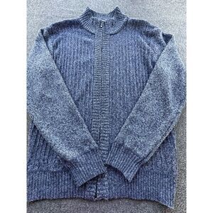 Akademiks Sweater Mens Large Blue Heathered Full Zip‎ Artfully Crafted Cardigan